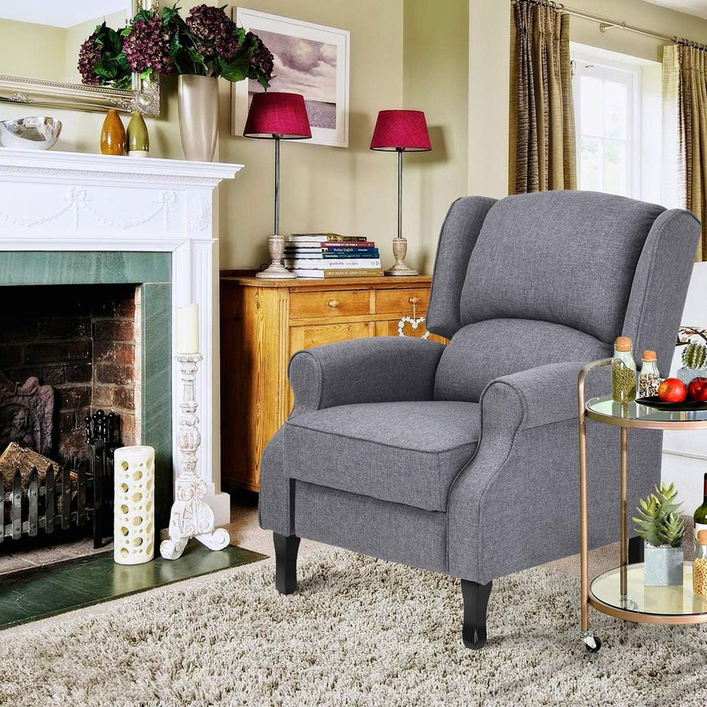 Gray Fabric Manual Push Back Recliner Sofa E485859