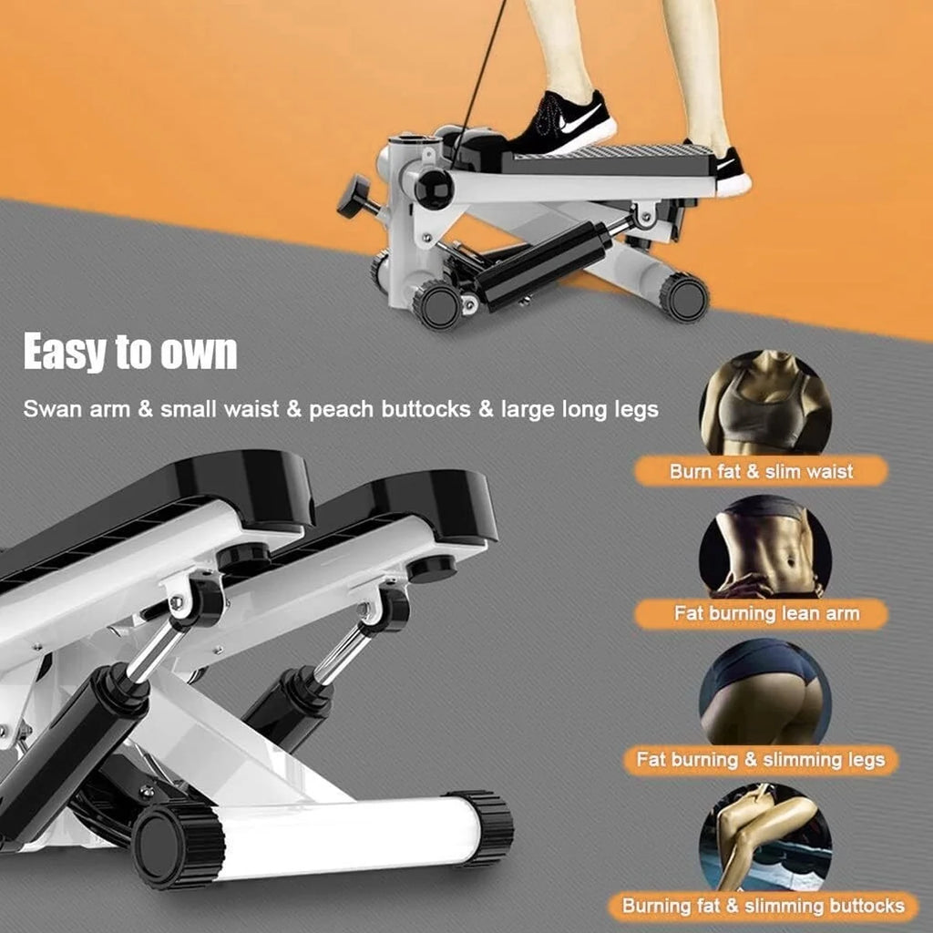 Gray Mini Stepper Air Stair Climber Exercise Machine with Resistance Band C8891