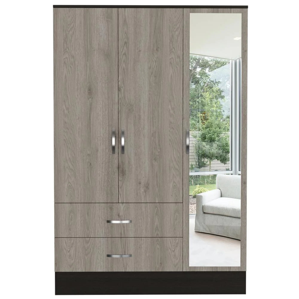 Black Light Gray Mirrored Armoire O8235