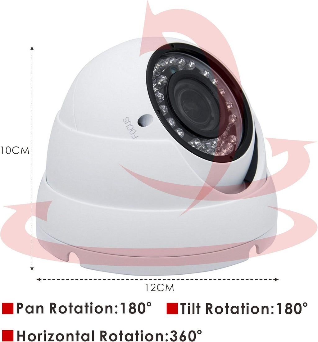 5MP 4MP Dome Security Camera 4in1 TVI/CVI/AHD/960H 2.8-12mm Varifocal Lens Waterproof White I6391