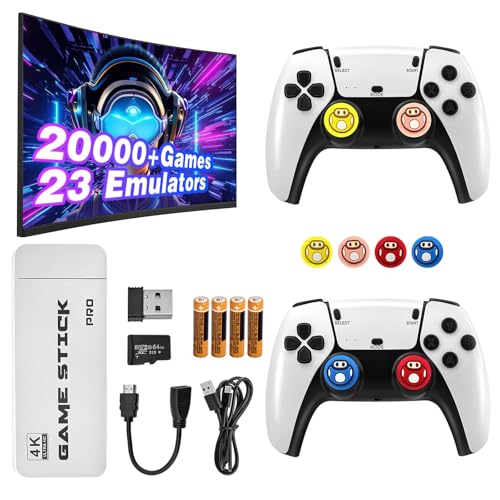 4K HDMI Retro Gaming Console Stick with 20,000+ Classic Games, 23 Emulators & Dual 2.4G Wireless Controllers P533