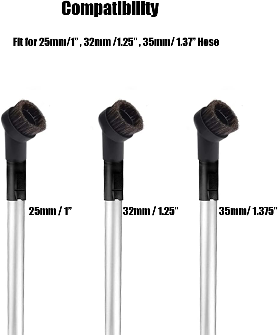 2 Pieces 25mm Horse Hair Vacuum Attachment with Universal Connector, Round Dust Brush, Hose Adapter Y973