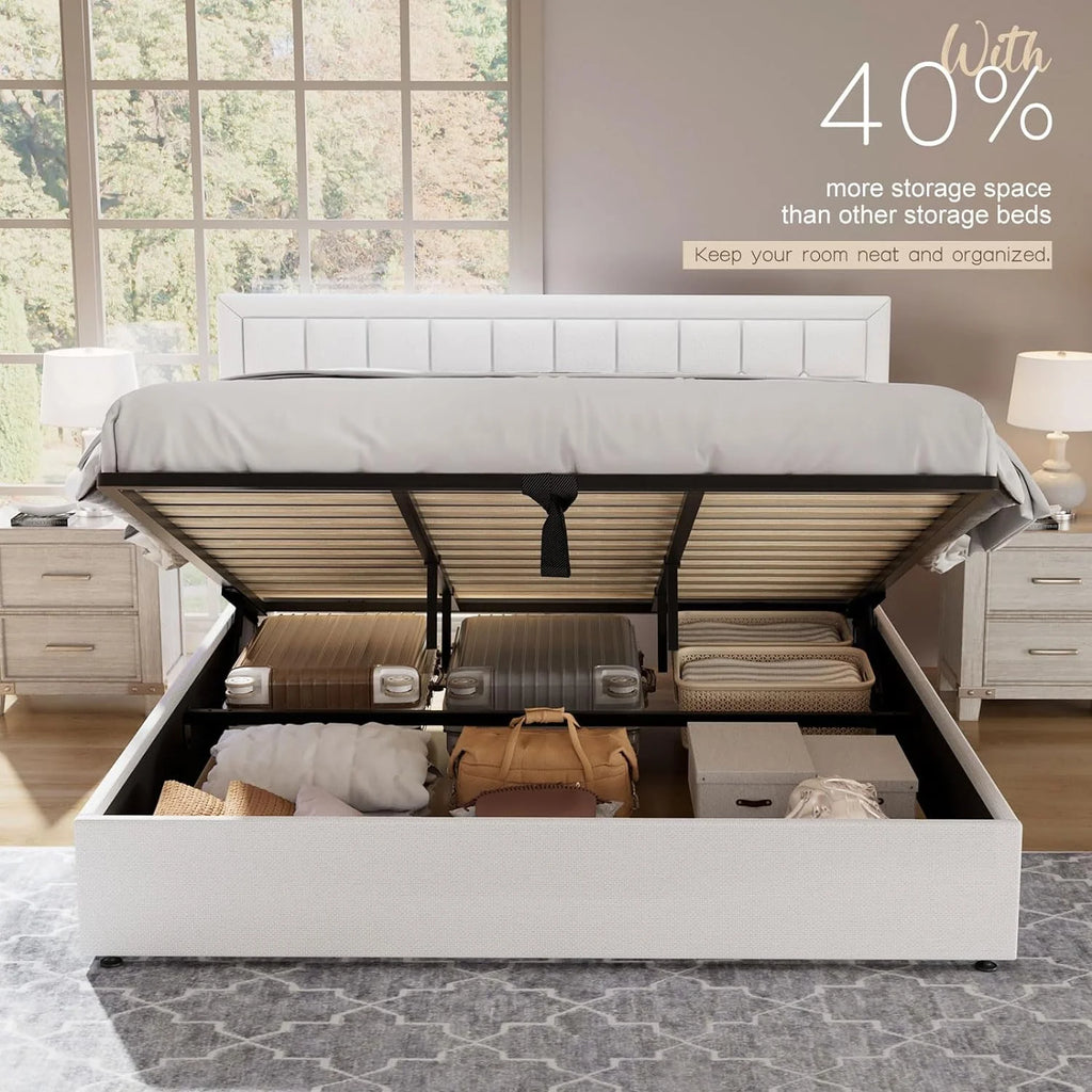 King Size Lift Up Storage Upholstered Platform Bed Frame S396219