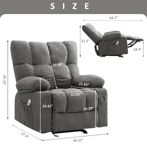 Grey Vibration Massage Heat Recliner Sofa P80331