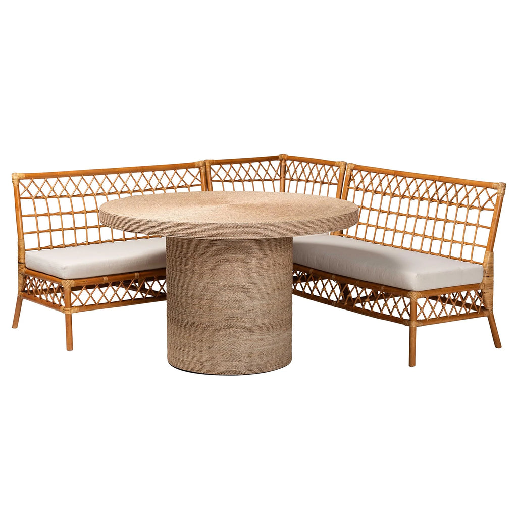 Honey Rattan 4-Piece Dining Nook Set F1624
