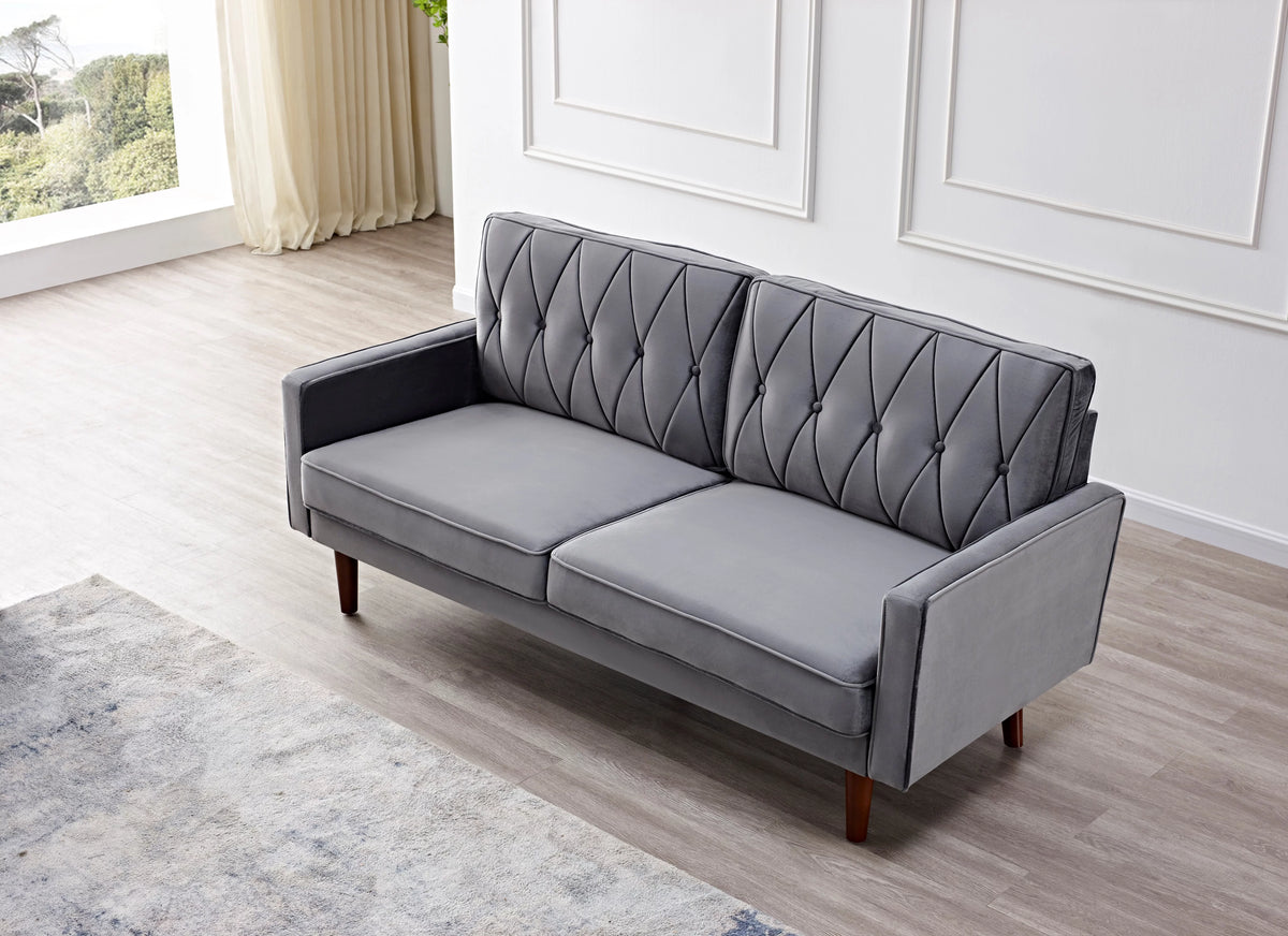 Grey Velvet Square Arm Sofa J507588