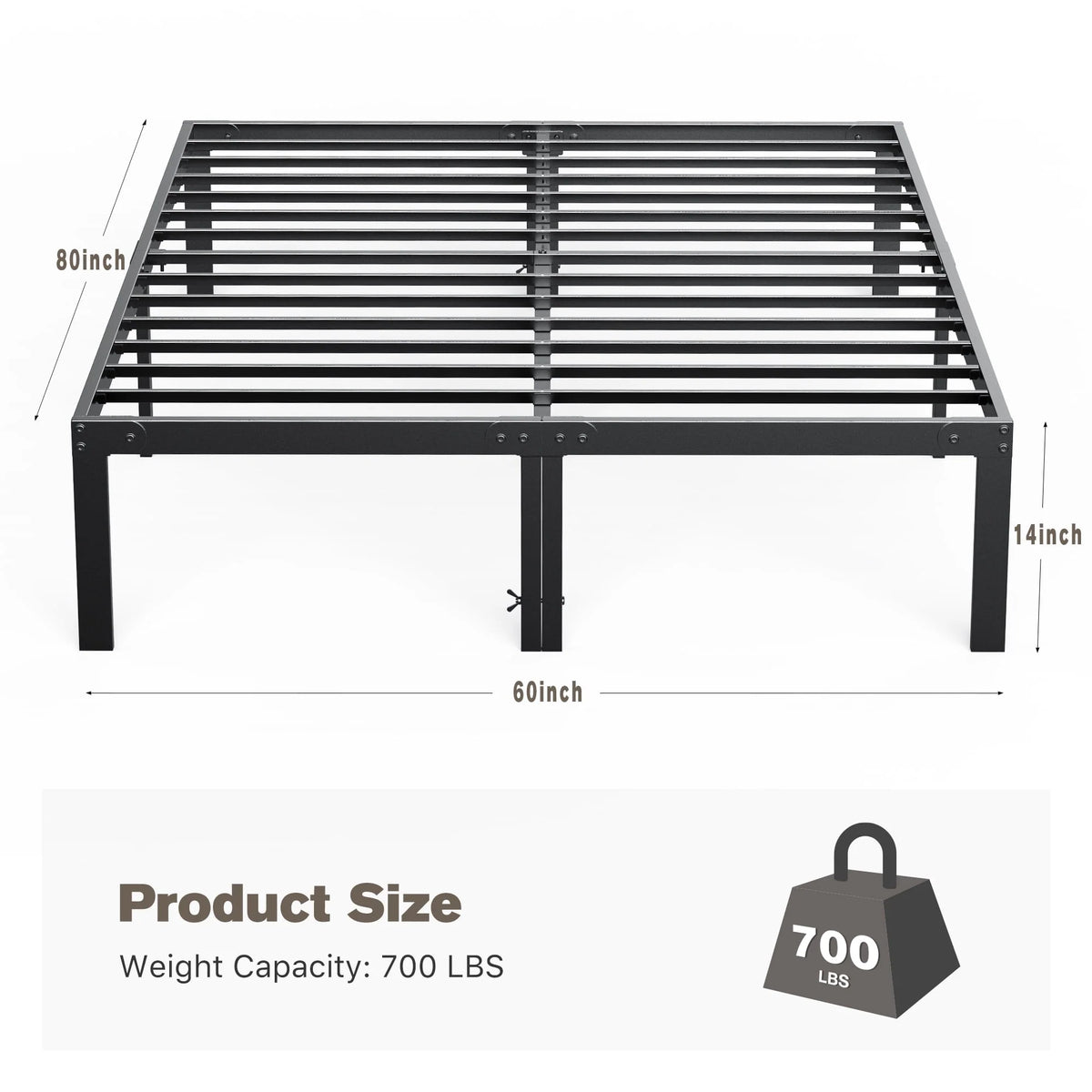 Full Size Heavy Duty Platform Bed Frame with Underbed Storage K398