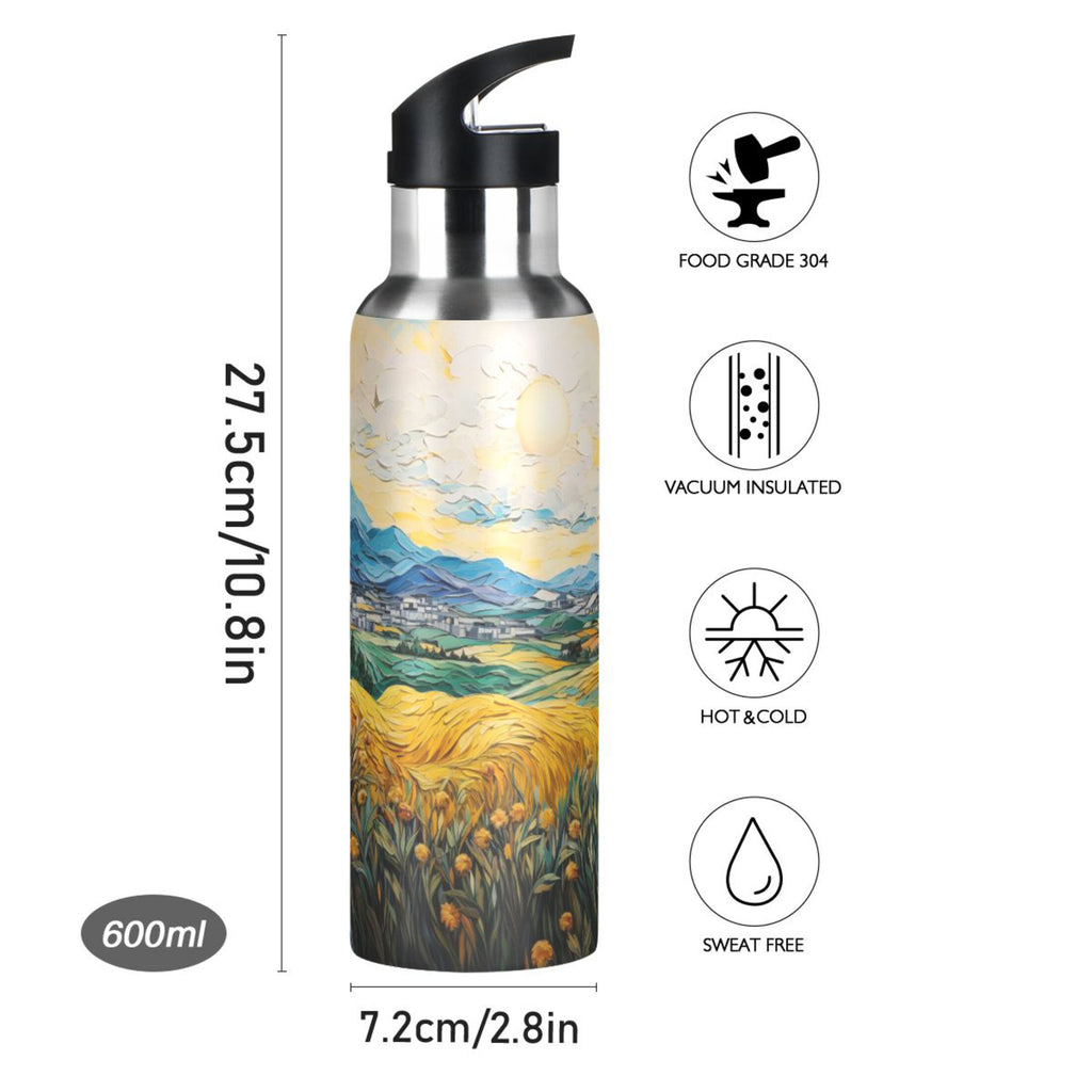 20 oz Insulated Stainless Steel Water Bottle with Straw Lid Q51447