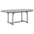 Gray Acacia Wood Extendable Oval Outdoor Dining Table with Umbrella Hole L531821