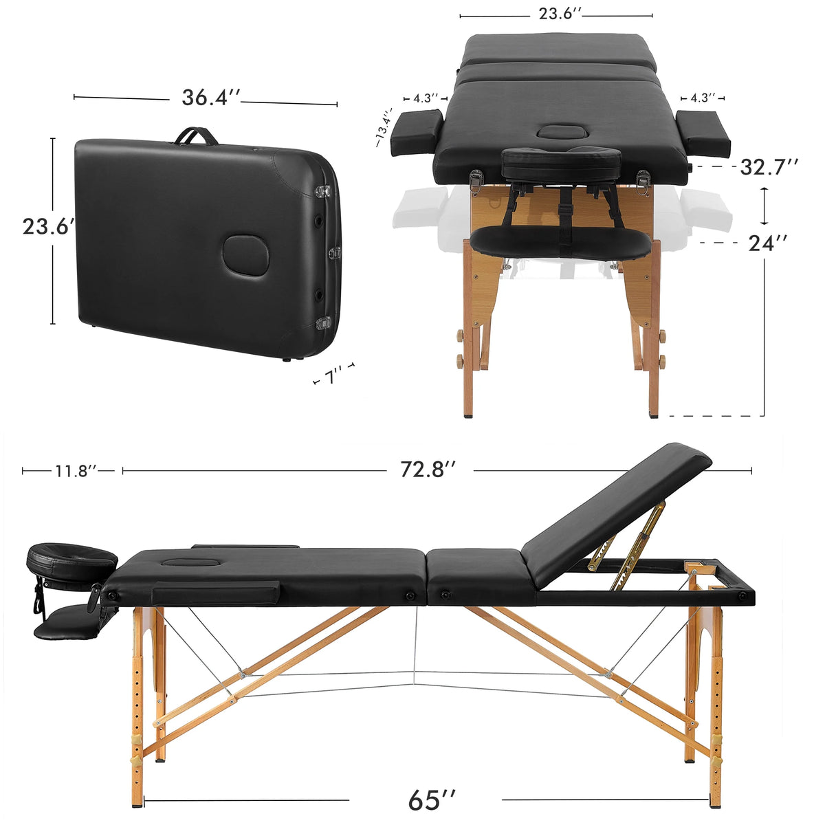 Adjustable 2 Section Massage Table with Carrying Bag, 500 lbs, Pink O8834