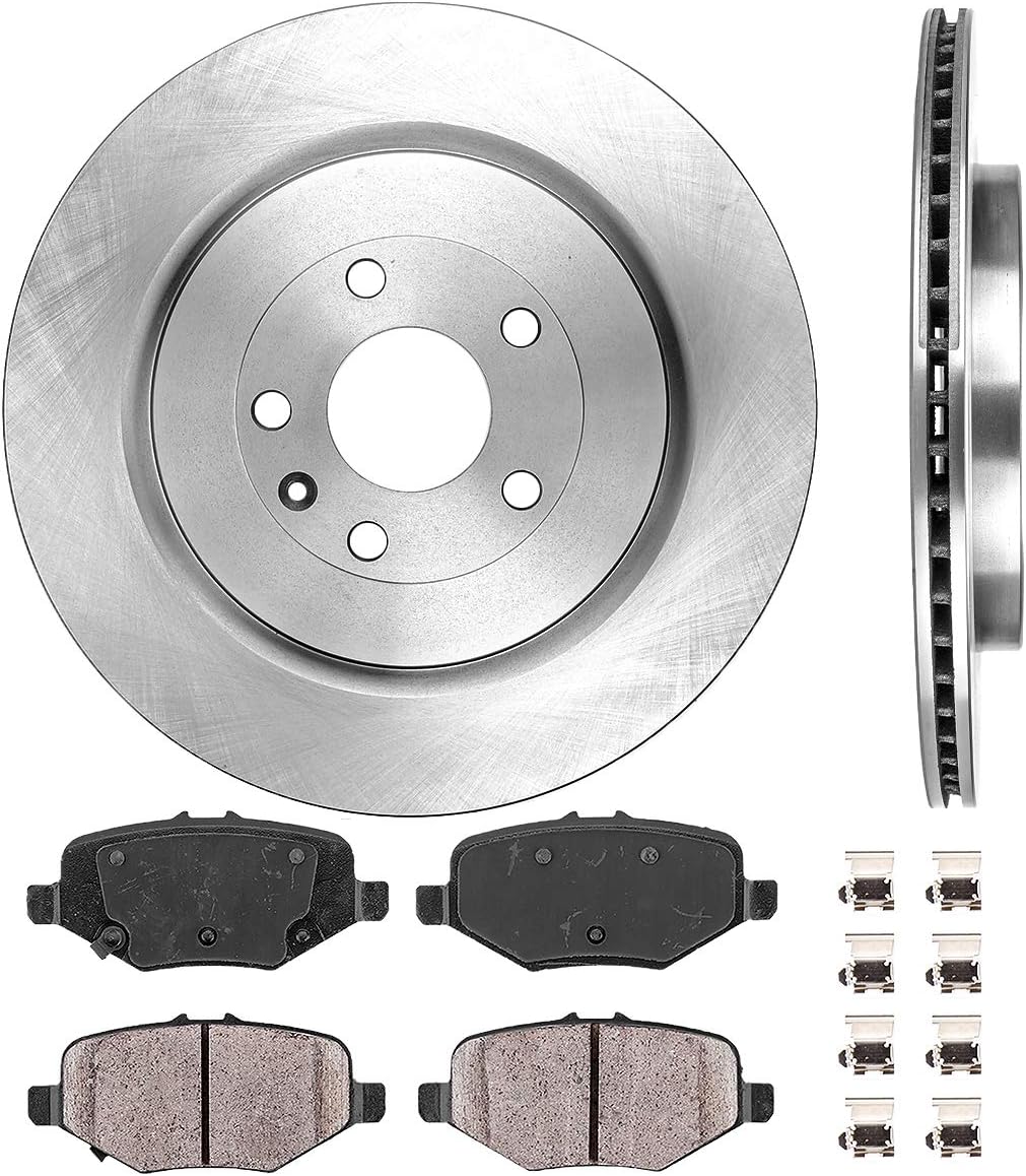 Premium Rear Brake Rotors + Ceramic Pads + Clips Q10208