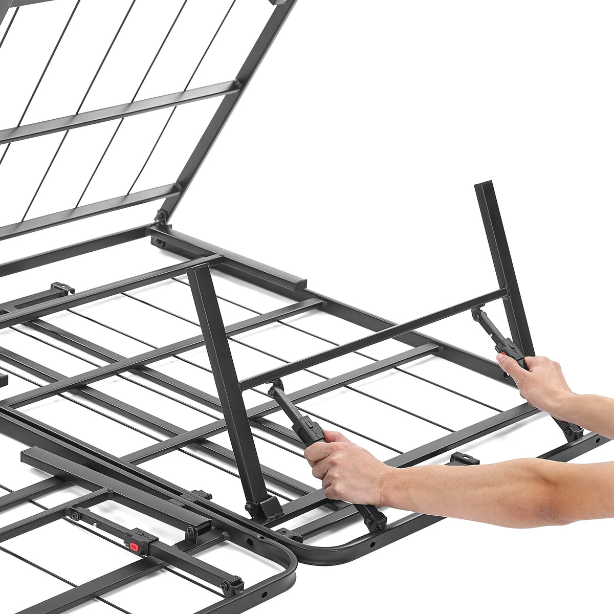 14 Convertible High Platform Metal Bed Frame, Twin/Full, Black G782