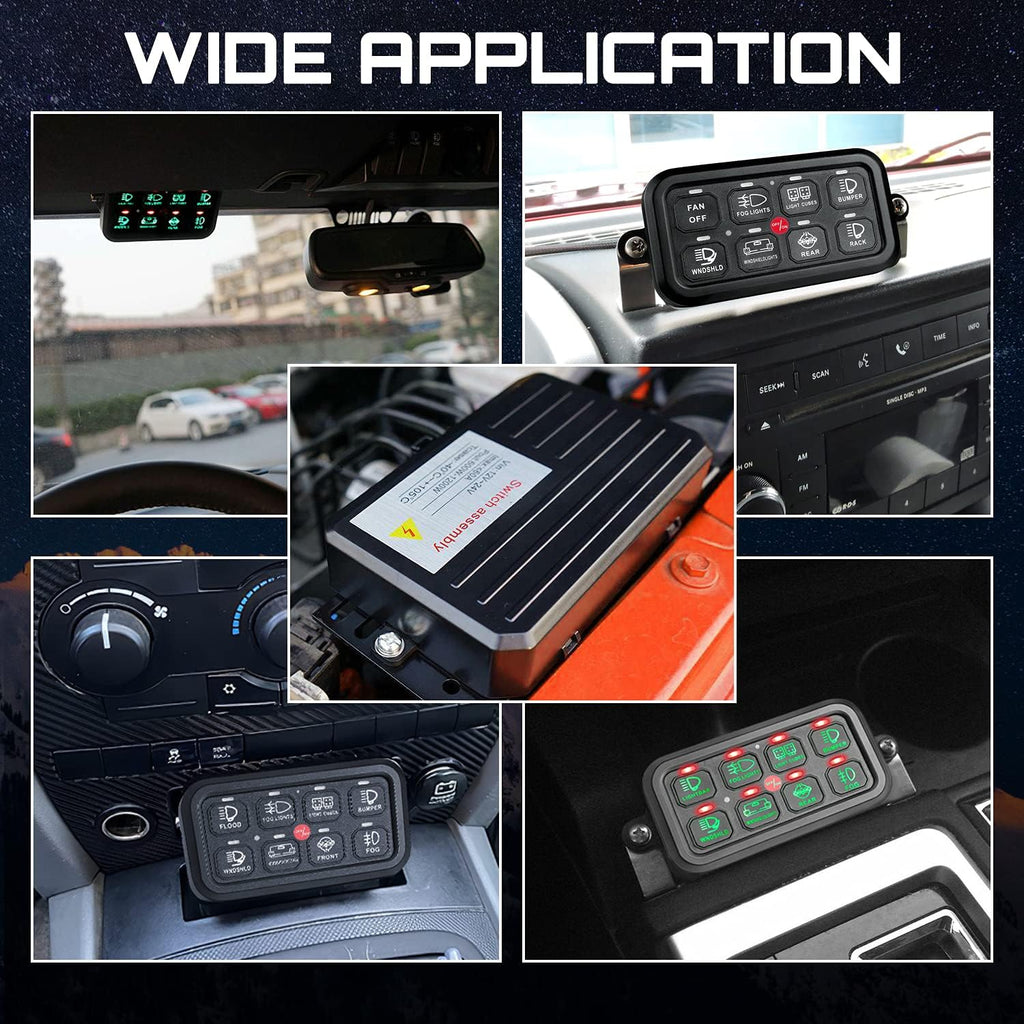 8 Gang LED Switch Panel with Label Stickers S2238