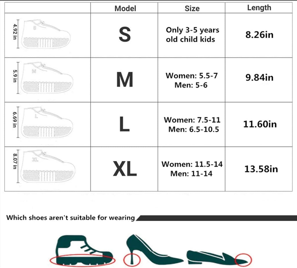Black M Waterproof Reusable Rain Shoe Covers with Zipper D56511