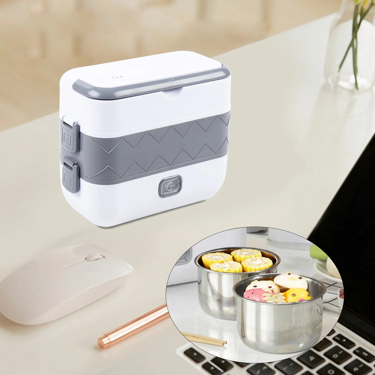 Portable Electric Lunch Box Food Heater Steamer Rice Cooker Q6297