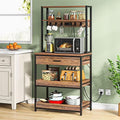 Rustic Brown 5-Tier Kitchen Bakers Rack with Power Outlets E87119