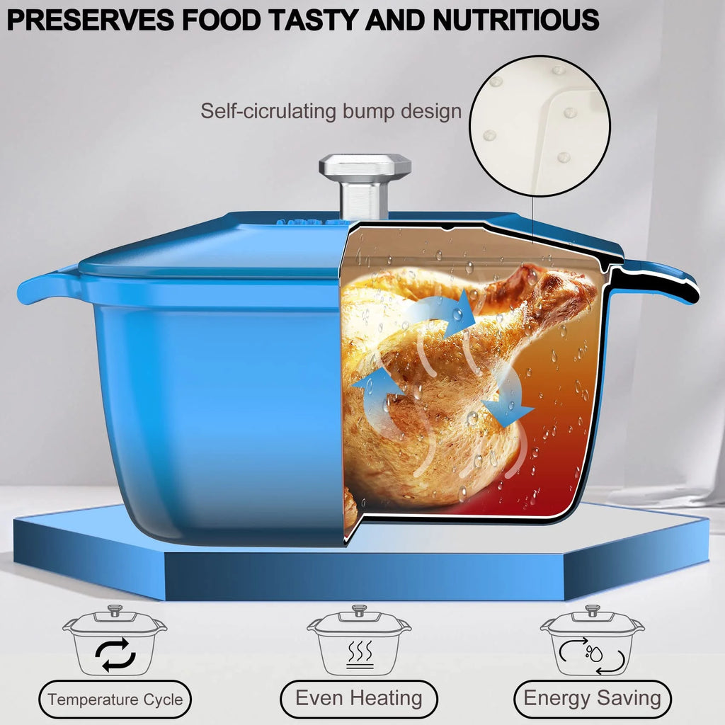 5-Quart Enameled Cast Iron Dutch Oven Pot with Lid Blue S716