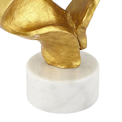 31" Tall Gold Leaf White Fabric Drum Shade Table Lamp Z856