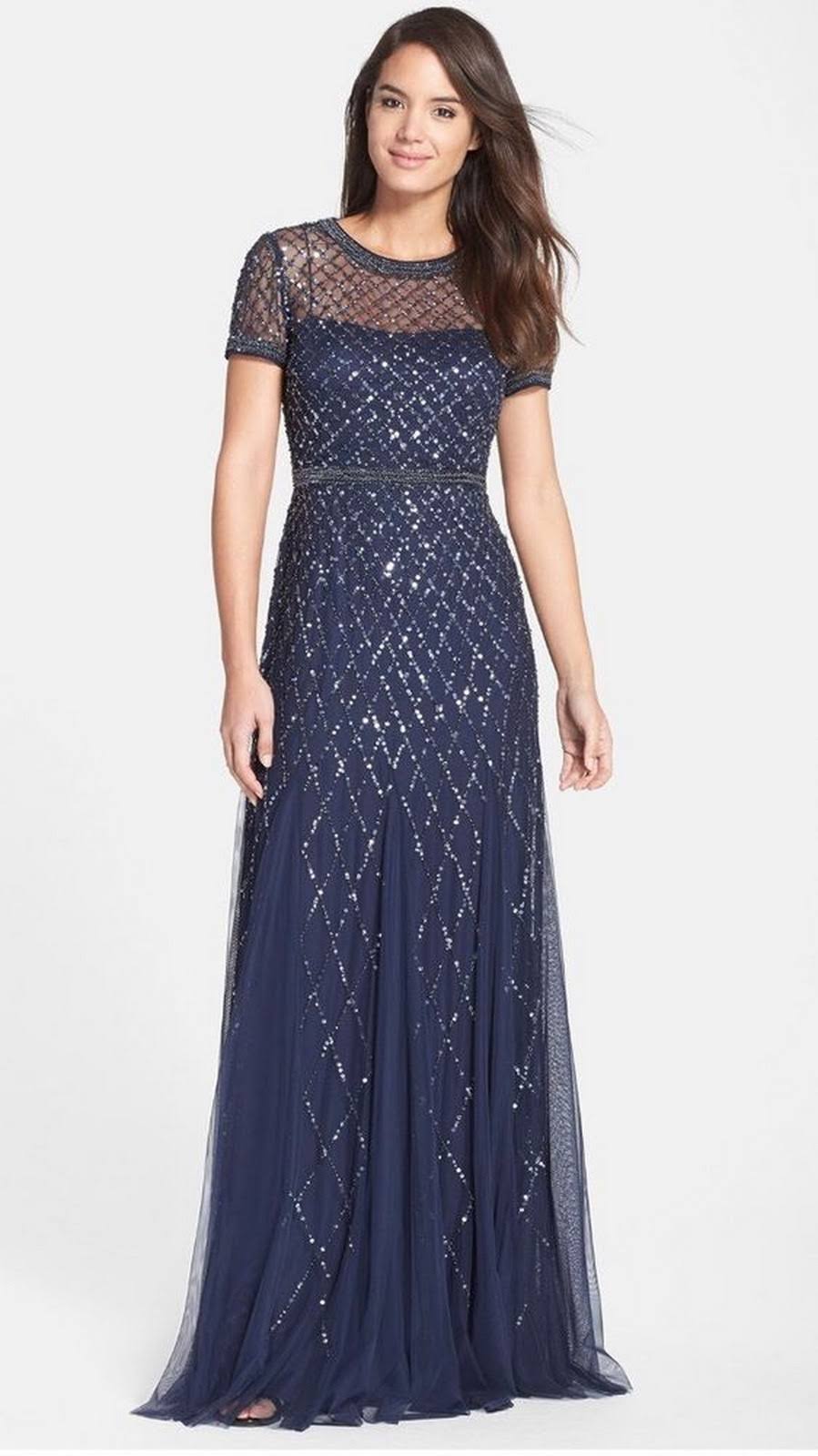 Cap Sleeve Beaded Gown C997