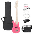30 Inch Solid Wood Body Black Electric Guitar Starter Kit with 5W Amplifier V86972