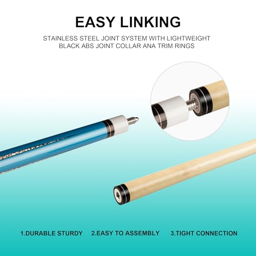 58 inch Pool Cue Stick with 13mm Fiber Leather tip 20oz J831994