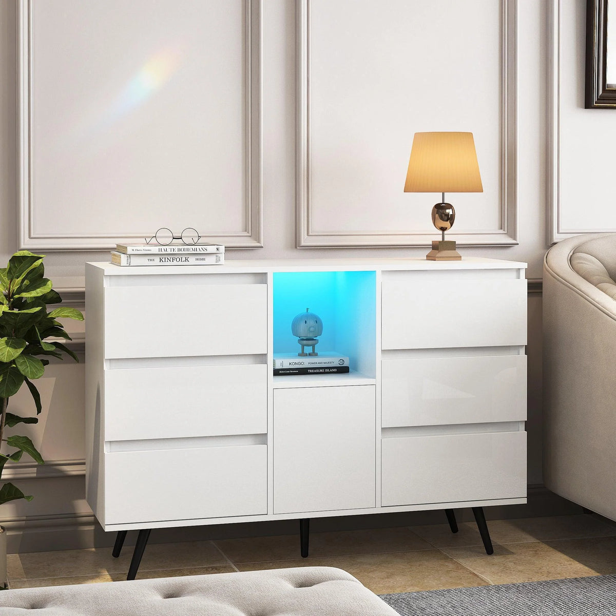 White High Gloss Sideboard Storage Cabinet Q7860
