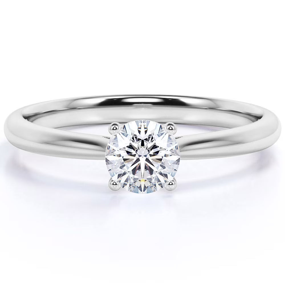 18K White Gold over Silver Round Cut Engagement Ring Z341