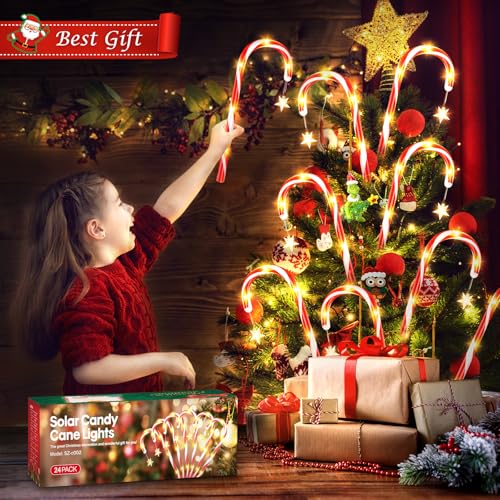 12 Pack Solar Candy Cane Lights with 10 Modes and 72 LED M6460