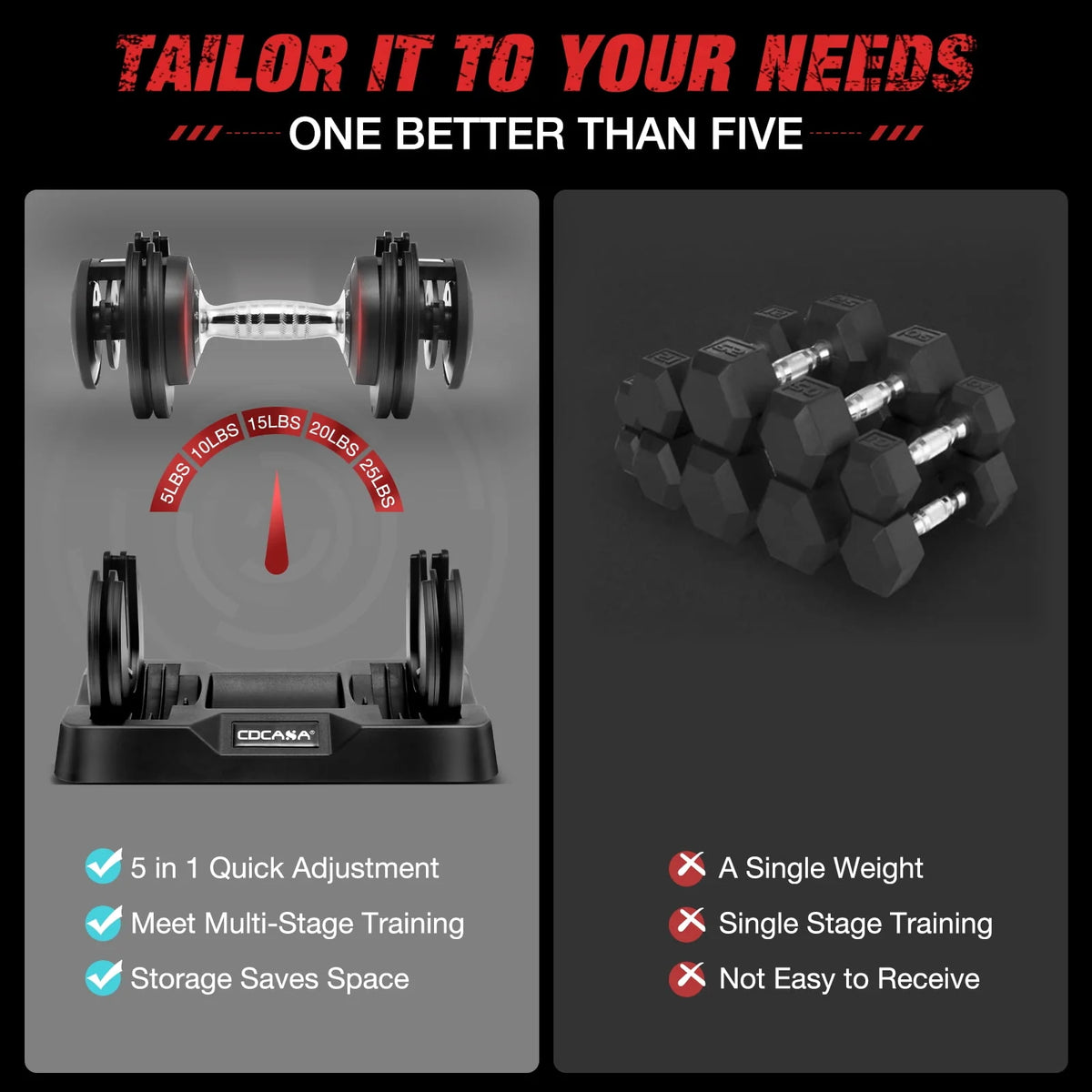 Adjustable Dumbbell Set 25 Lb Black B5268