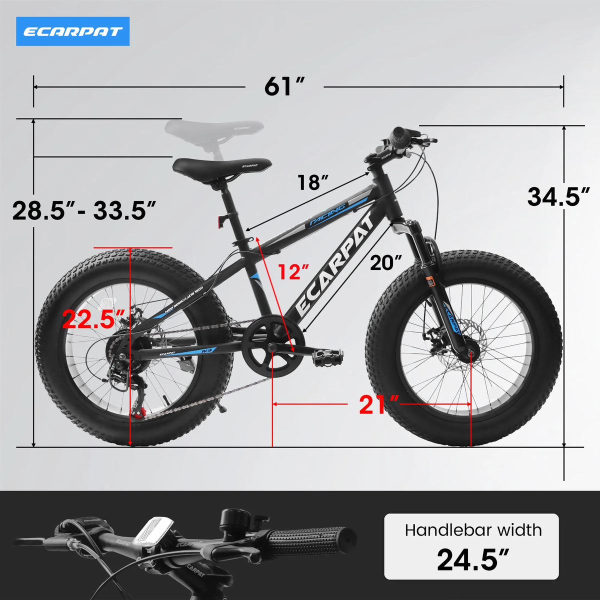 20 inch Black Kids Bike with Disc Brakes 7 Speed X504