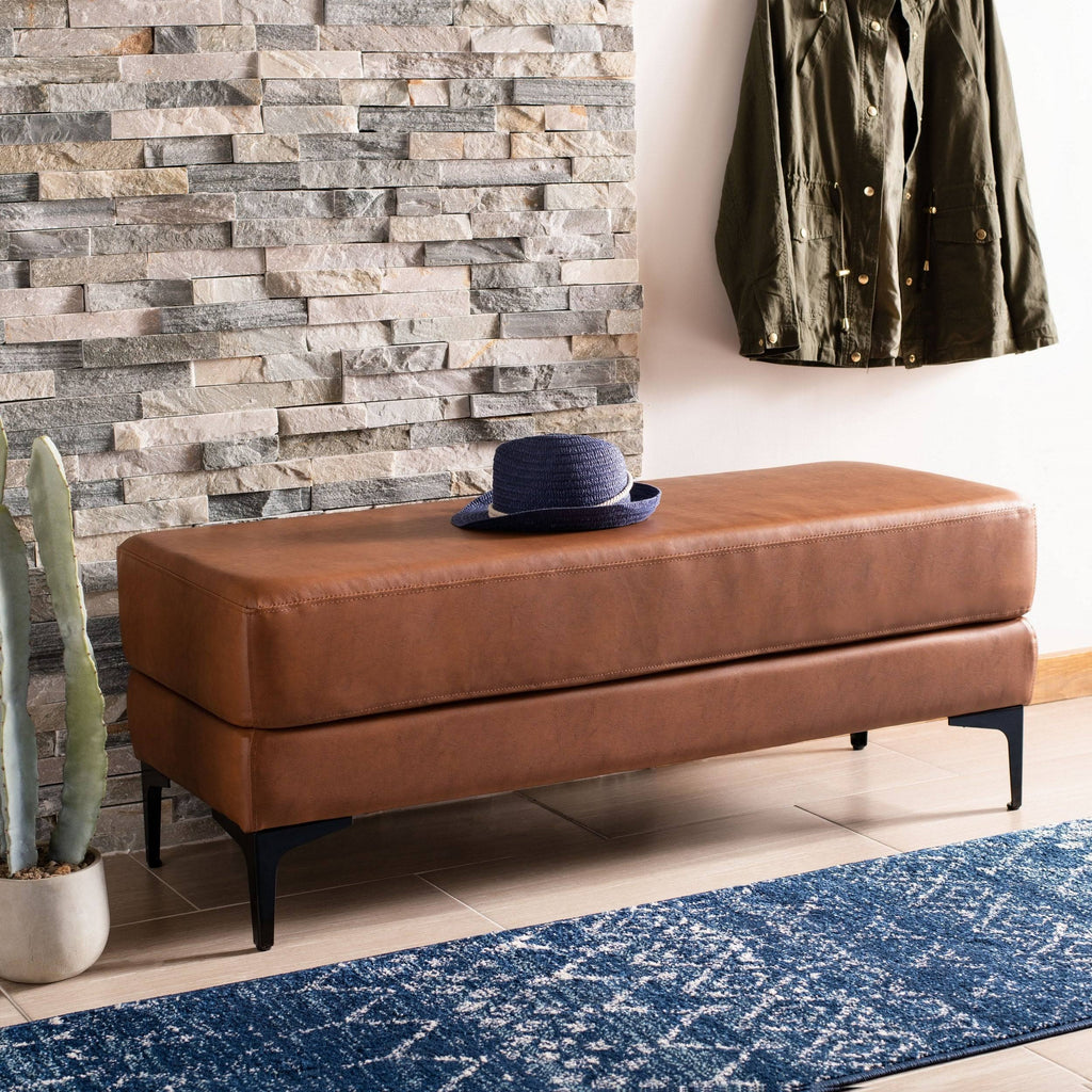 Rectangular Bench Light Grey Linen Black B100031