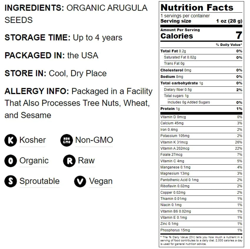 Organic Arugula Sprouting Seeds, 12 Pounds C11923