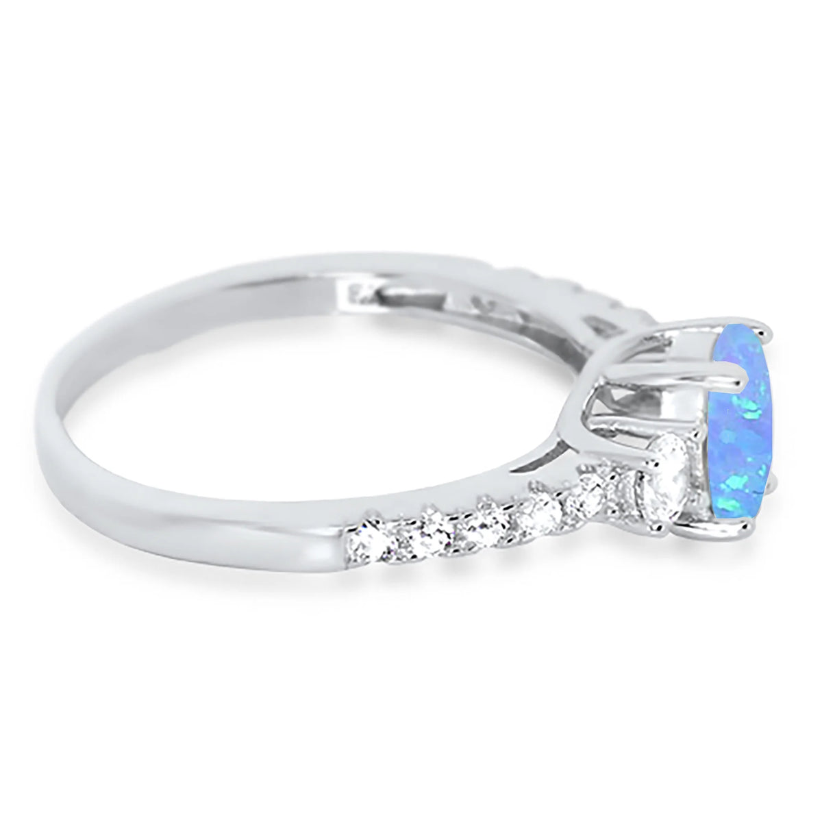 3 Stone Created Opal Engagement Ring Size 11 A42385