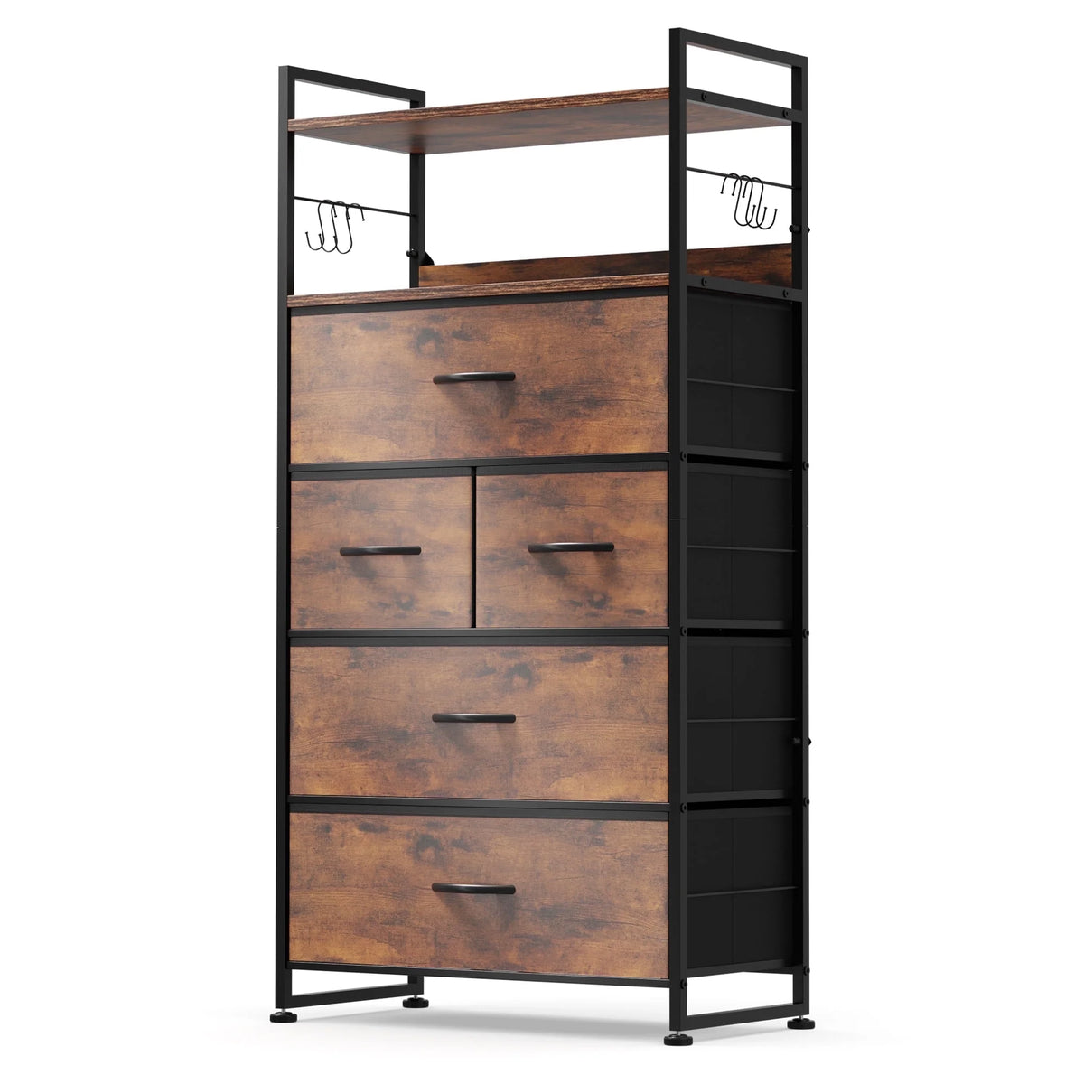 White 12 Drawer Dresser with Side Pockets and Hooks V714