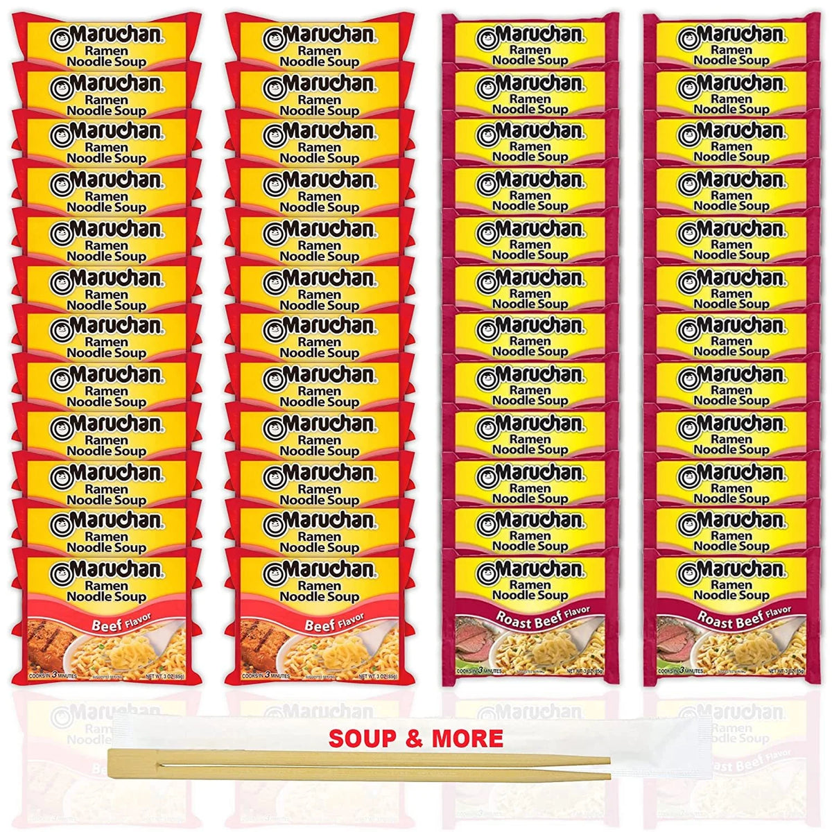 Instant Ramen Noodle Soup Variety, 2 Flavors, 48 Packs 3 Ounce Single Servings P206561