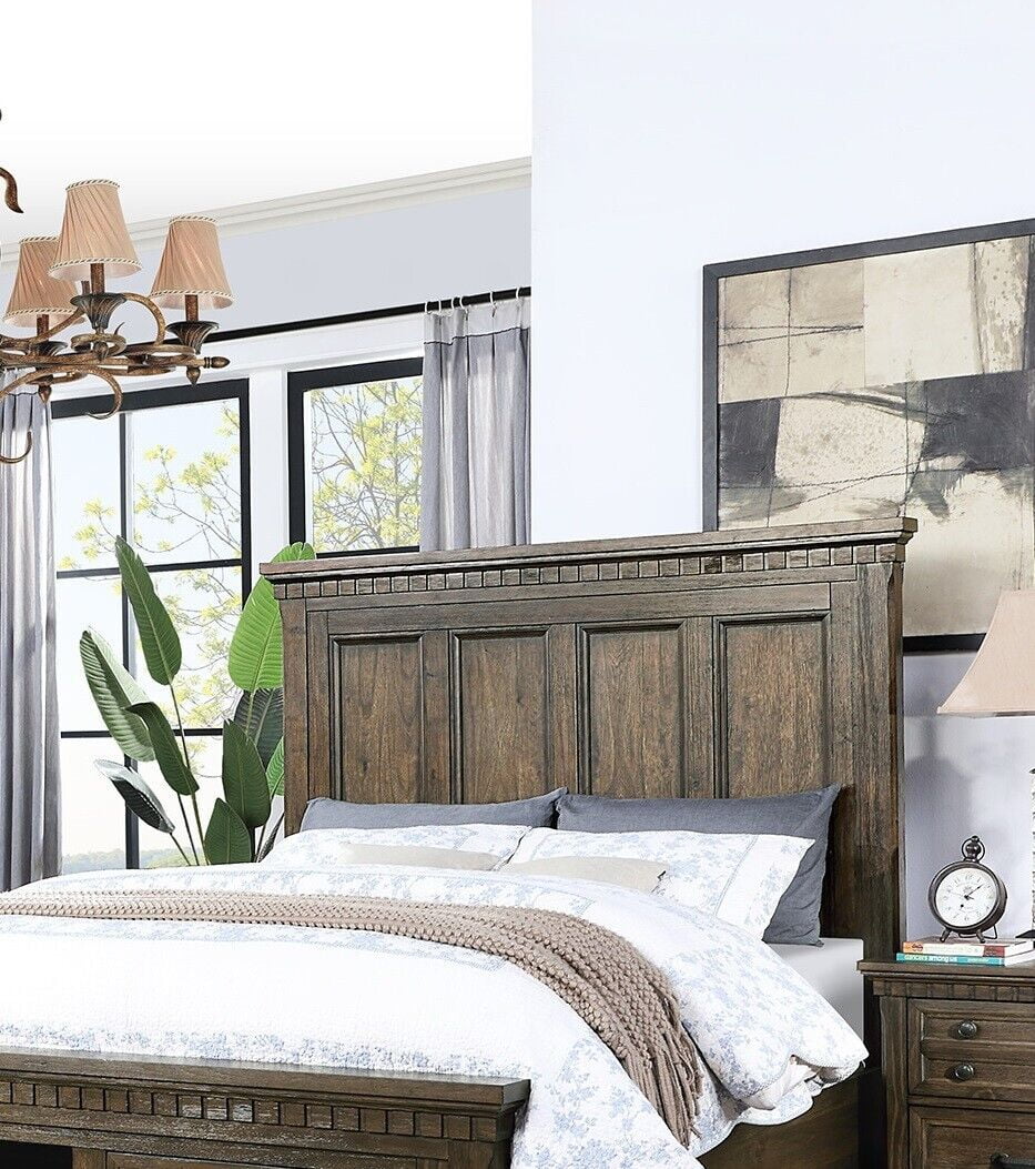 6pc Bedroom Furniture Set California King Size Bed Dresser Mirror Nightstands Chest Wooden Storage C76500