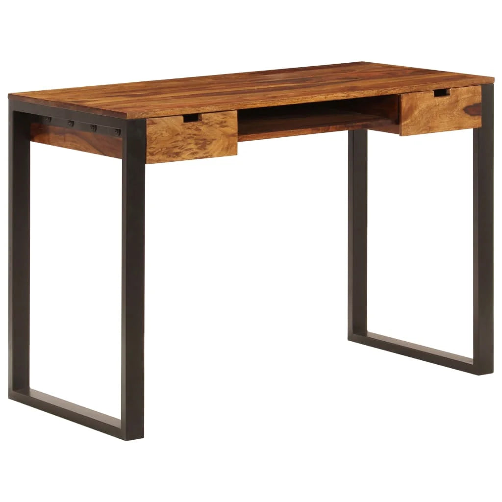 Retro Sheesham Wood Writing Desk with 2 Storage Drawers D920582
