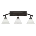 Black Copper 3 Light Bath Bar with White Glass Shade R94008