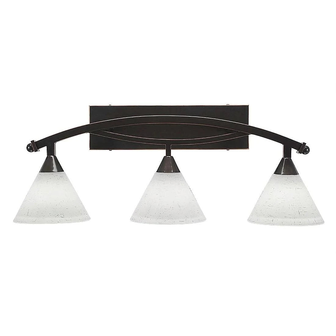 Black Copper 3 Light Bath Bar with White Glass Shade R94008