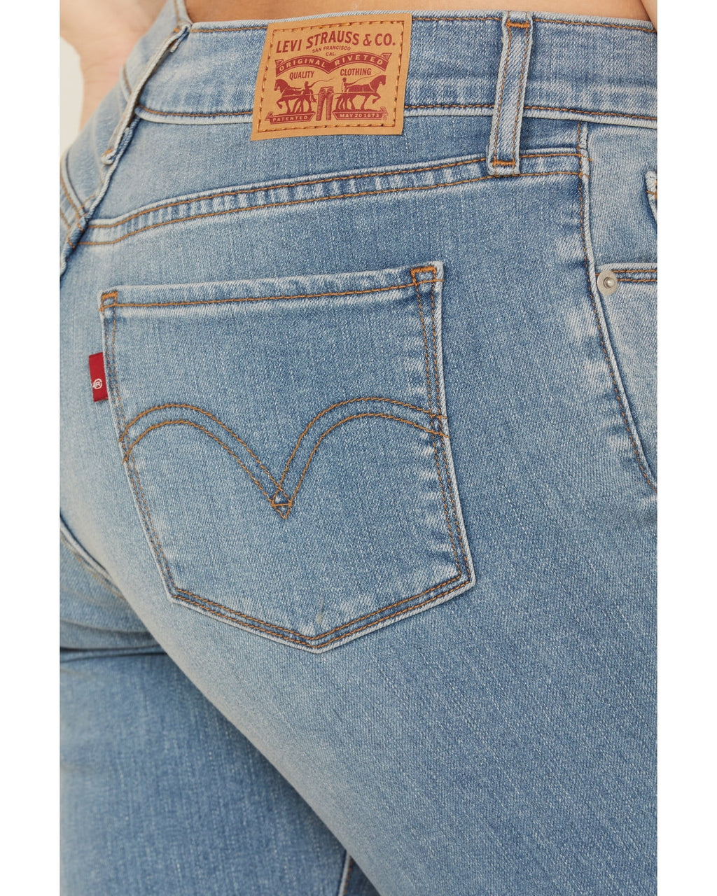 Medium Wash Mid Rise Stretch Classic Bootcut Jeans V420