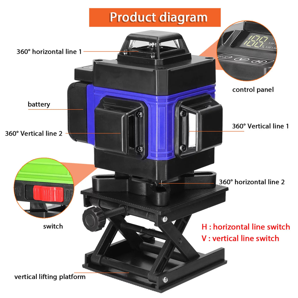 4D 16 Lines Self-leveling Leveling Tool T9984