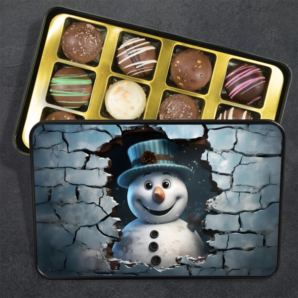 Christmas Snowman Chocolate Truffles Keepsake Tin K462762