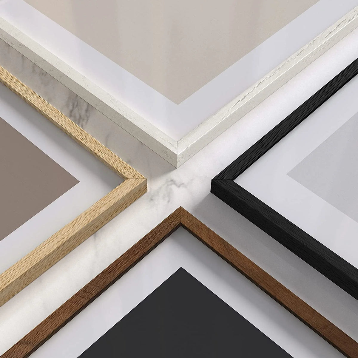 Beige Oak Wood 12x16 Picture Frame Set of 4 D3532