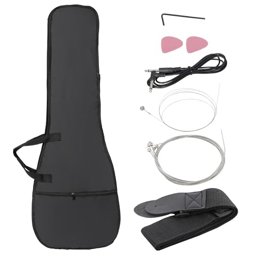 30 Inch Solid Wood Body Black Electric Guitar Starter Kit with 5W Amplifier V86972