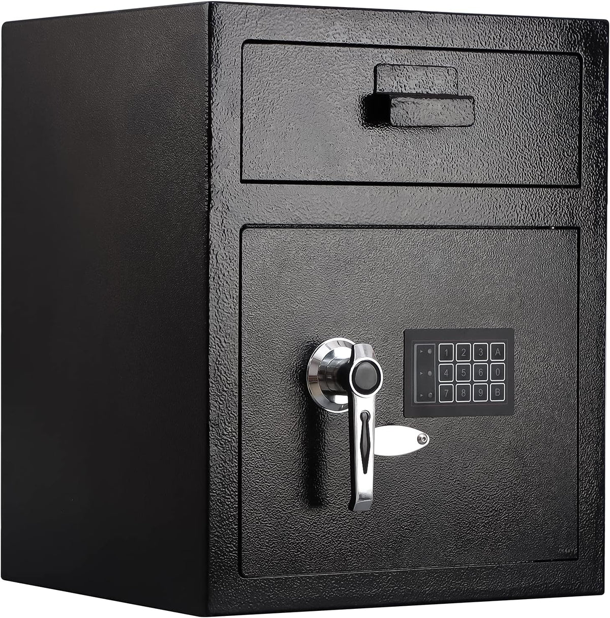 Black Dual Key Lock Iron Depository Safe Box W197291
