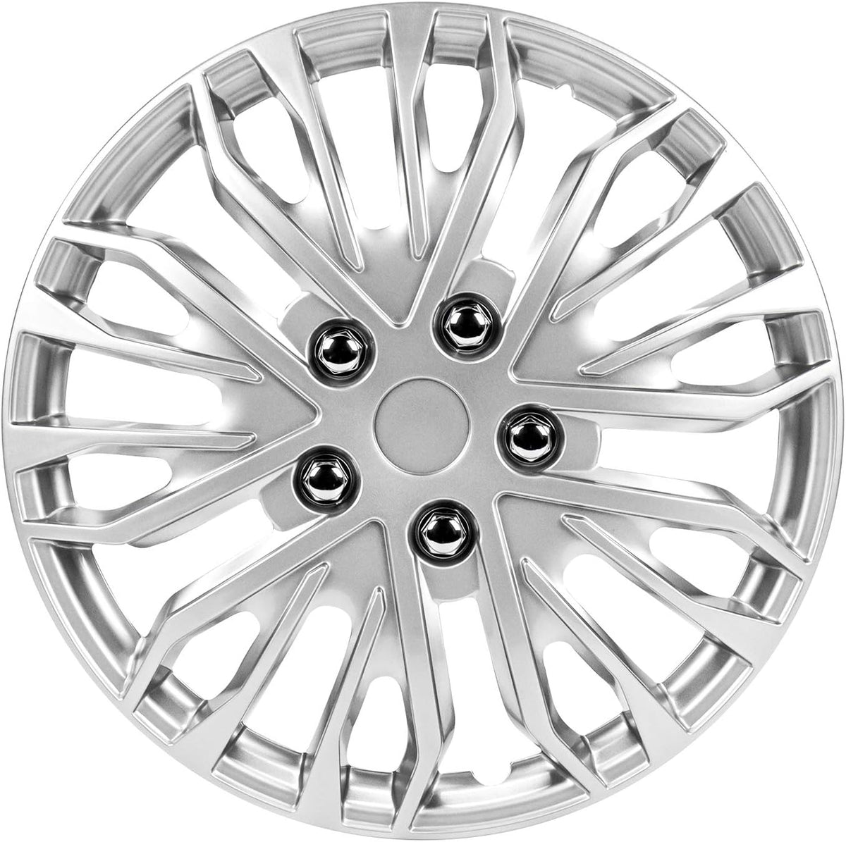 14 Inch Black and Silver Universal Hubcap Wheel Covers Set of 4 J785