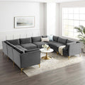 8-Piece Performance Velvet Sectional Sofa in Gray I562