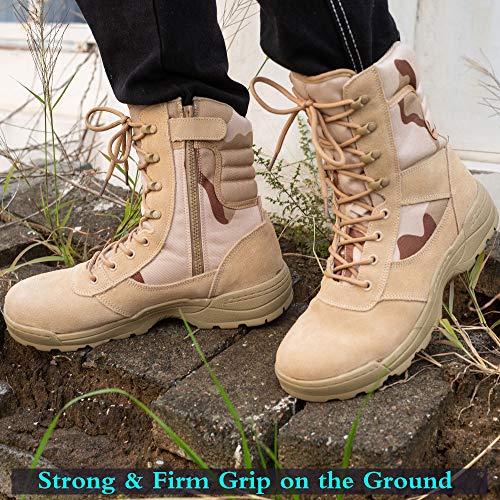 Men's Military Tactical Work Boots Side Zipper Army Combat Boots Y49324