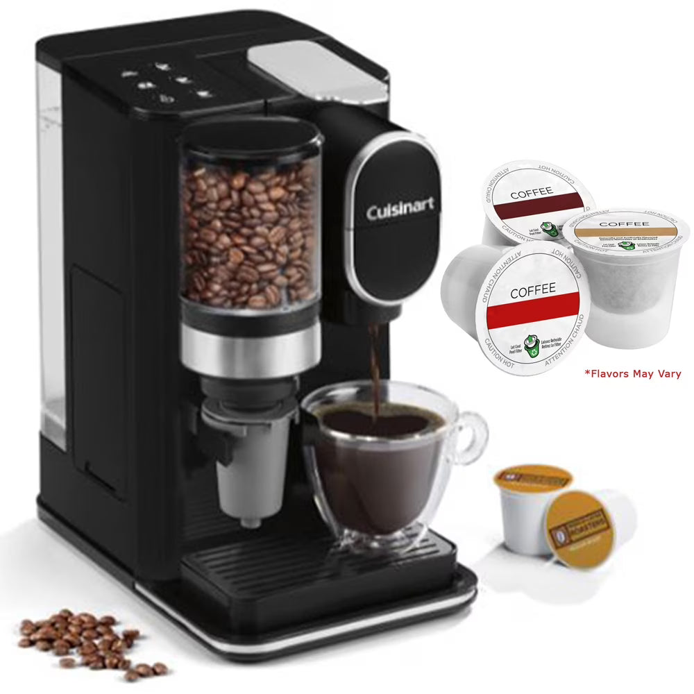 Grind and Brew Single-Serve Coffeemaker Bundle with 3 Single Serve Brew Cups of Coffee W599