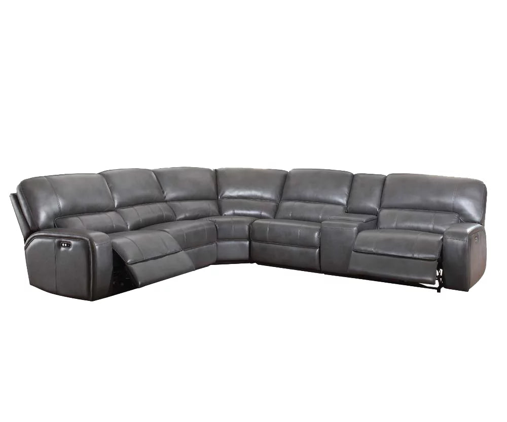 Gray Leather Sectional Sofa N143